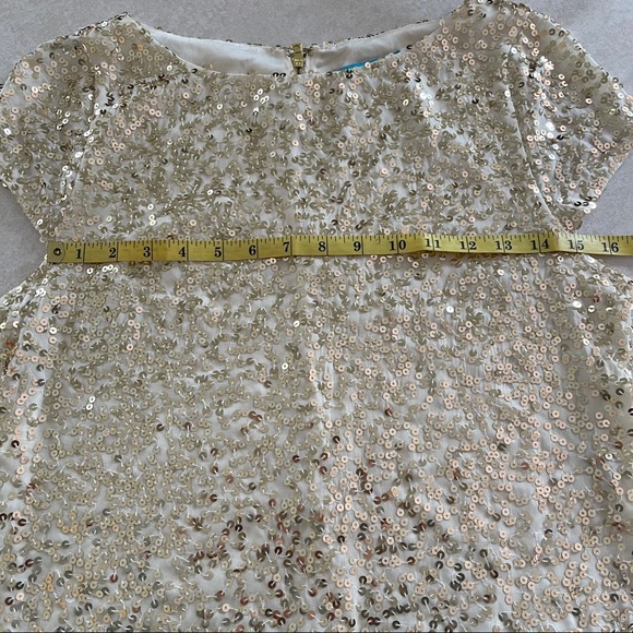 Alice + Olivia Gold Sequin Silk Blouse Medium - Picture 7 of 8